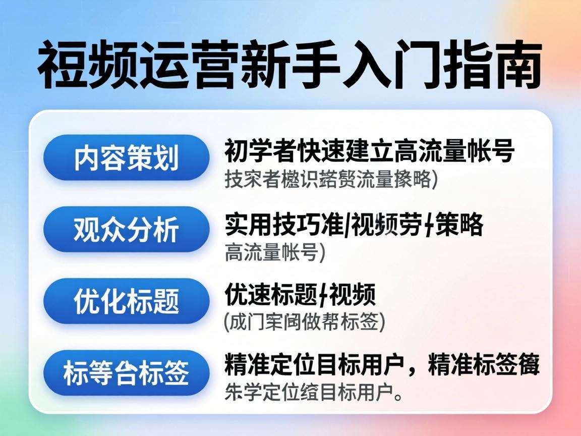 新手入门短视频运营怎么做才能快速做出高流量账号
