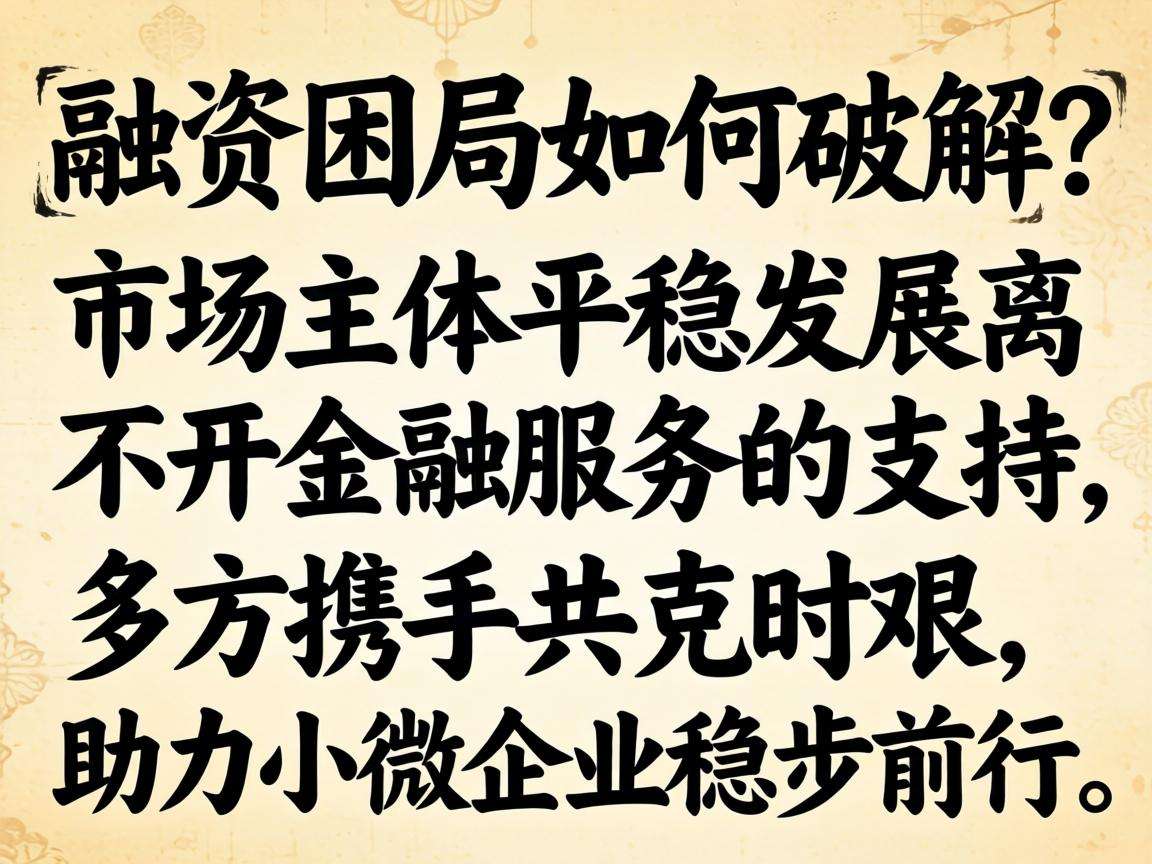 如何破解小微企业融资困局助力市场主体平稳发展