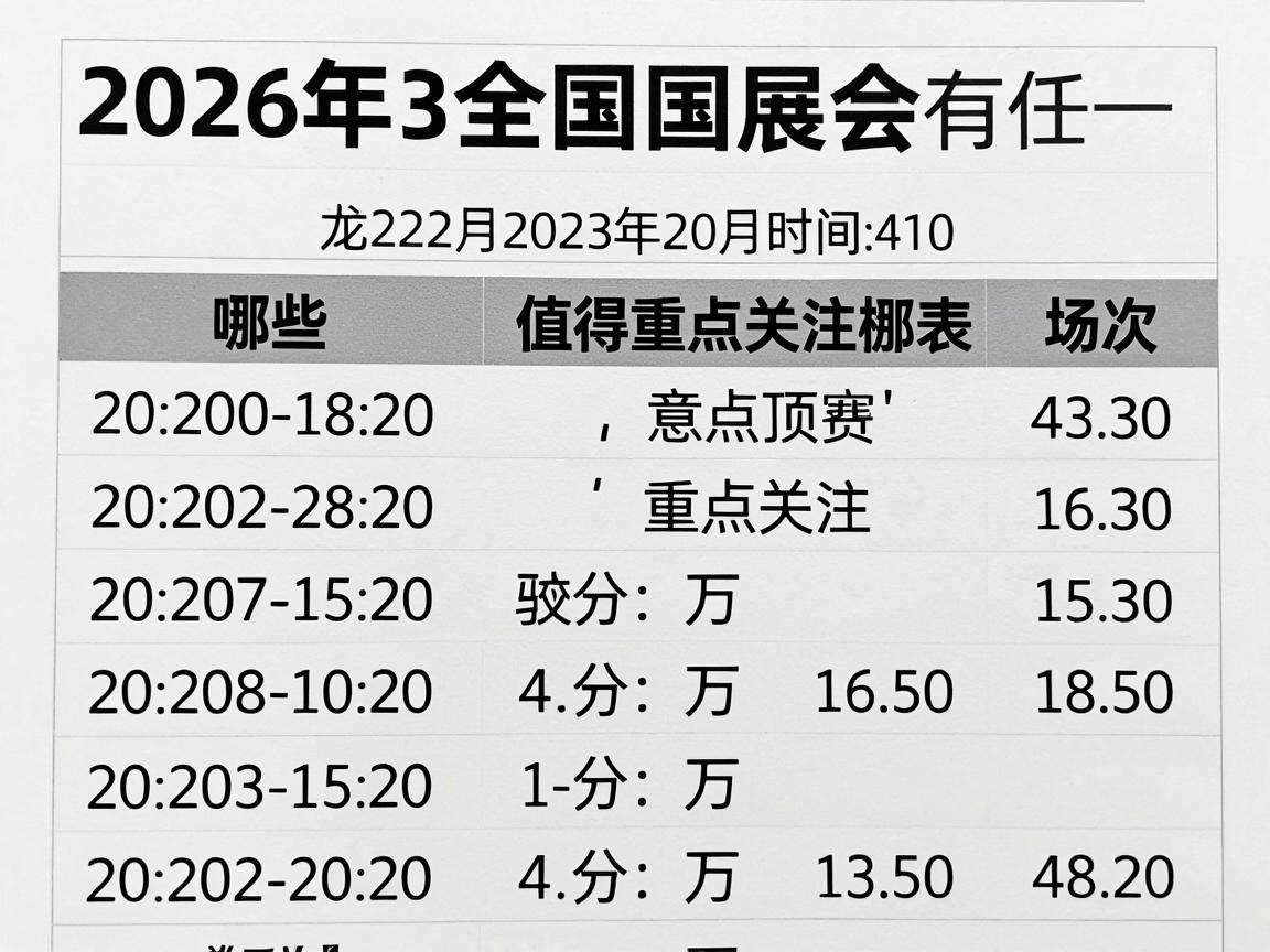 2026全国展会时间表有哪些值得重点关注的场次