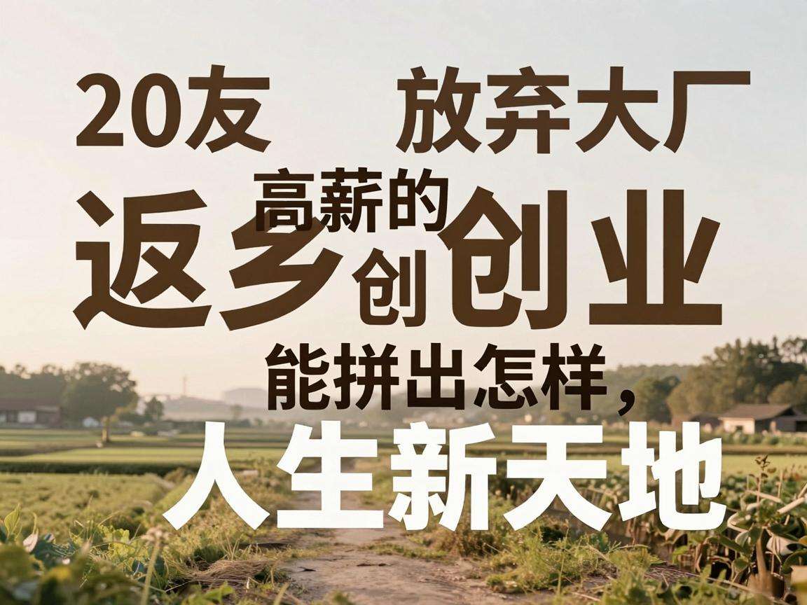 90后放弃大厂高薪返乡创业能拼出怎样的人生新天地