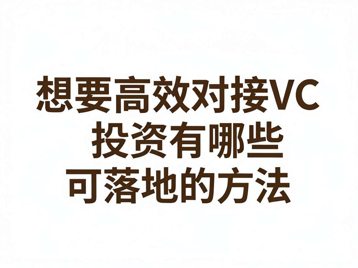 初创企业想要高效对接VC投资有哪些实用可落地的方法