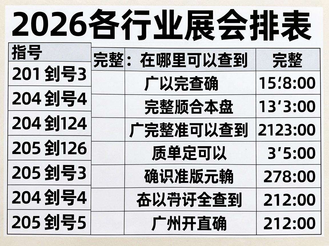 2026各行业展会排期表在哪里可以查到完整准确版本