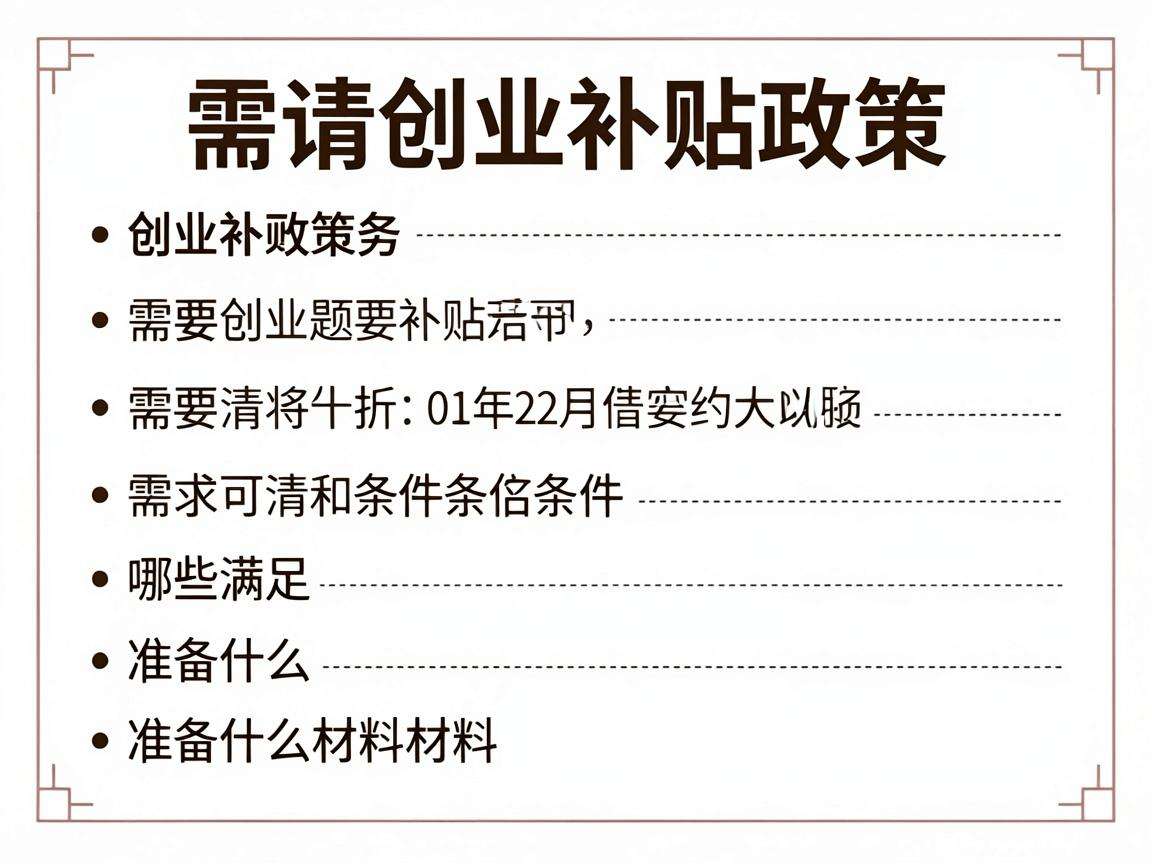 申请创业补贴政策需要满足哪些条件准备什么材料