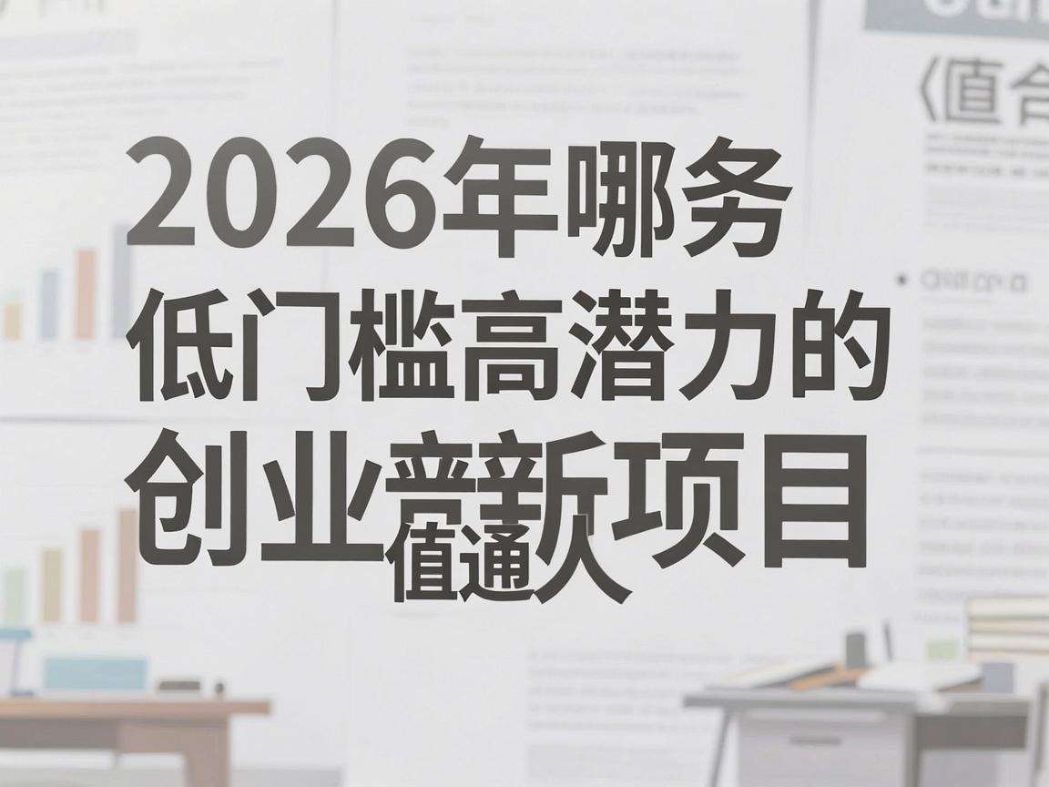2026年有哪些低门槛高潜力的创业新项目值得普通人布局
