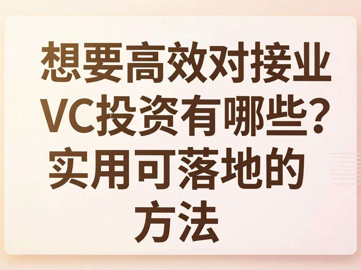 初创企业想要高效对接VC投资有哪些实用可落地的方法