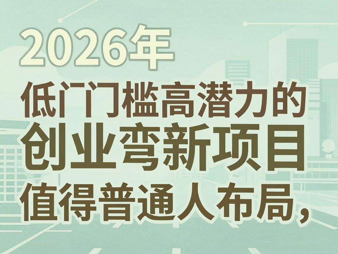 2026年有哪些低门槛高潜力的创业新项目值得普通人布局
