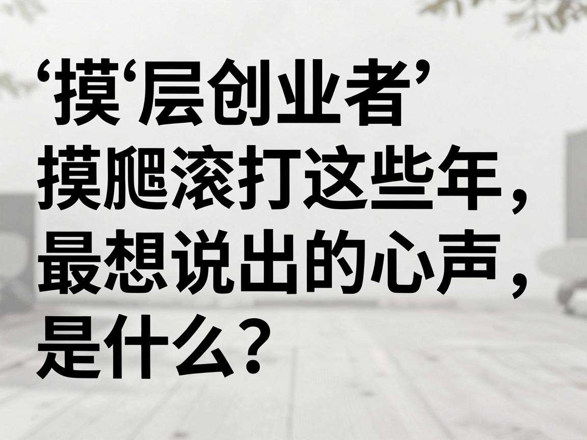 基层创业者摸爬滚打这些年最想说出的心声是什么