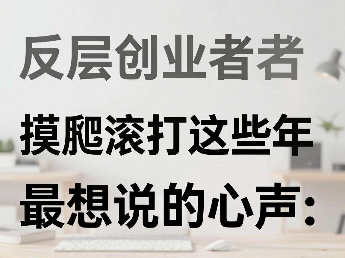 基层创业者摸爬滚打这些年最想说出的心声是什么
