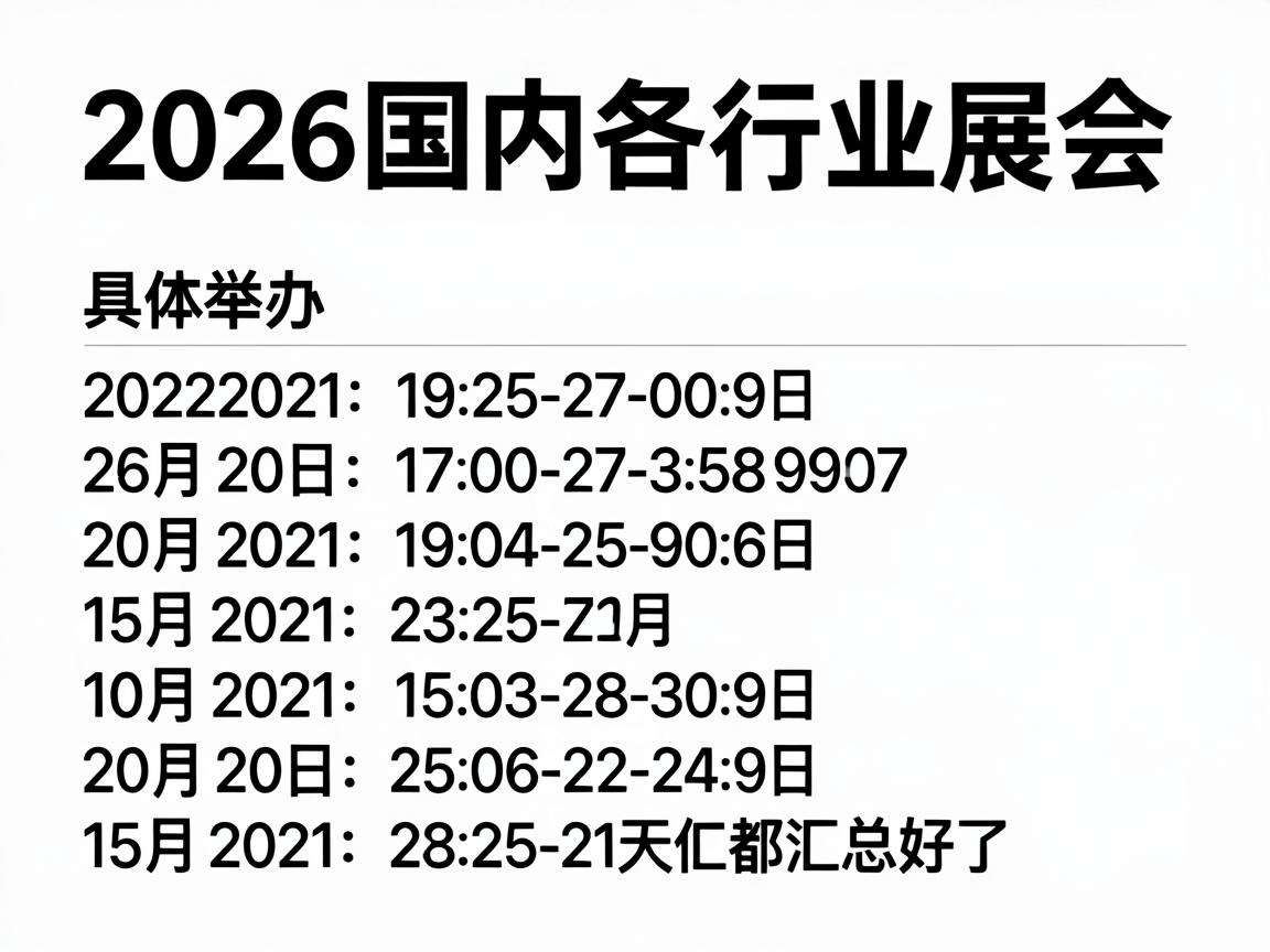 2026国内各行业展会具体举办时间都汇总好了吗