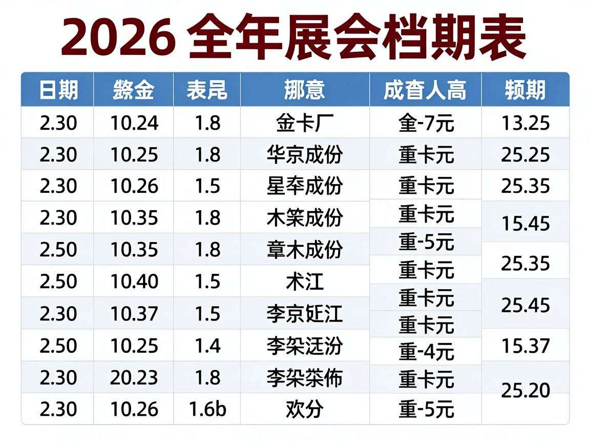 2026全年展会档期表哪里能查到完整权威版本