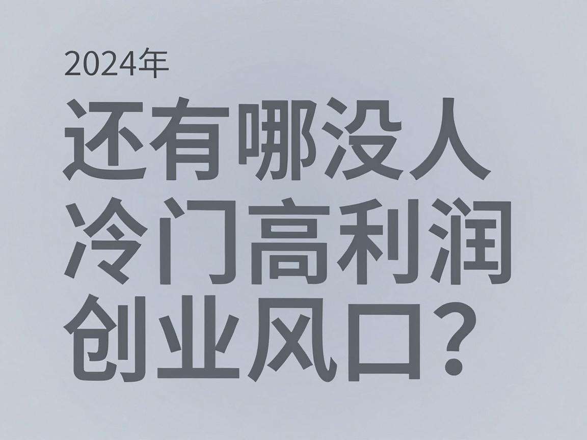 2024年还有哪些没人注意的冷门高利润创业风口?