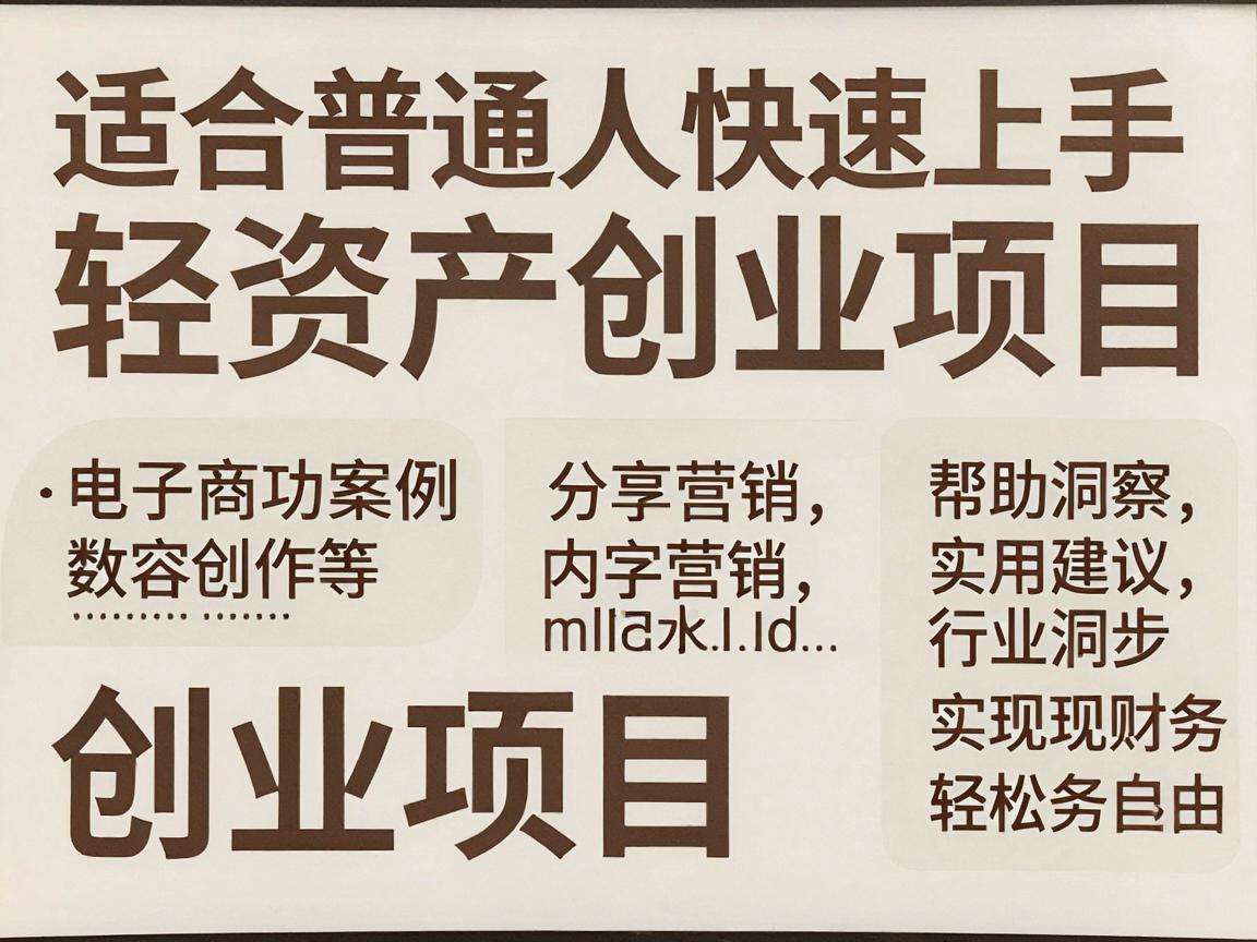 普通人能快速上手的轻资产创业项目都有哪些值得分享
