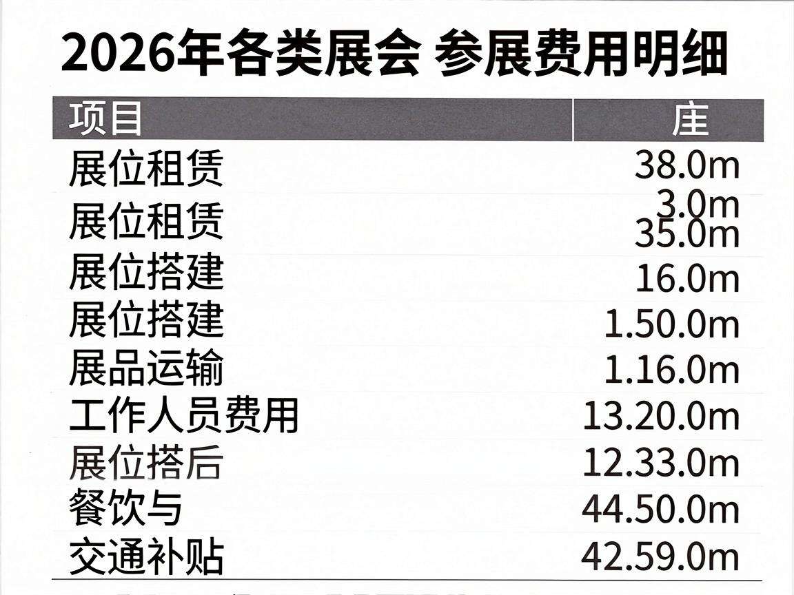 2026年各类展会参展费用明细都包含哪些具体项目