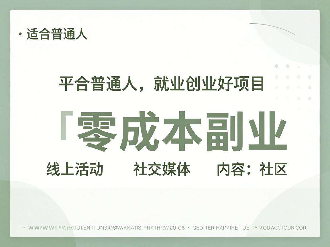 有哪些适合普通人做的零成本副业创业好项目值得推荐