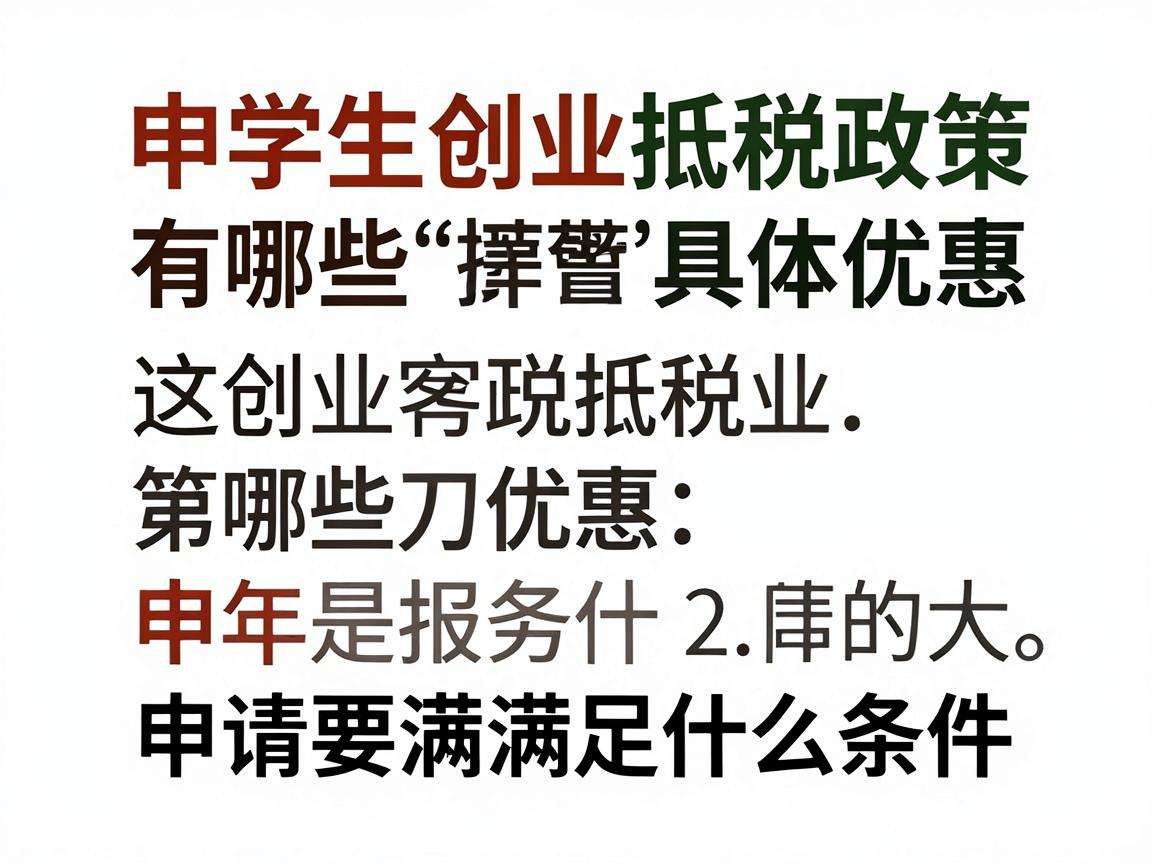 大学生创业抵税政策有哪些具体优惠申请要满足什么条件