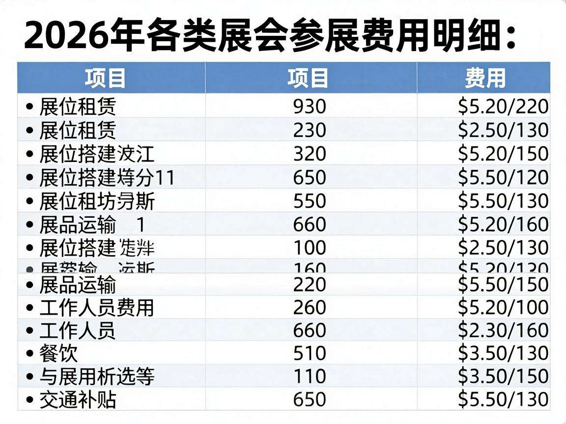 2026年各类展会参展费用明细都包含哪些具体项目