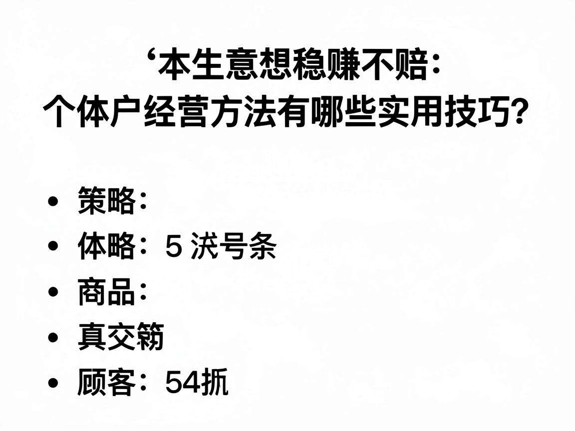小本生意想稳赚不赔个体户经营方法有哪些实用技巧