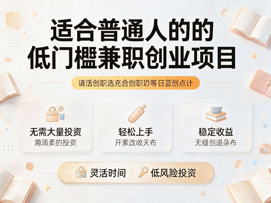 适合普通人的低门槛兼职创业项目都有哪些可选项