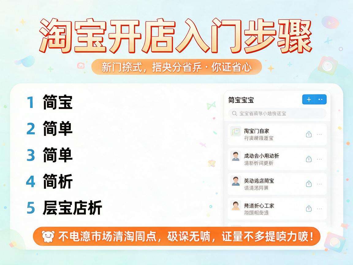 淘宝开店入门步骤有哪些新手能快速上手的实操要点