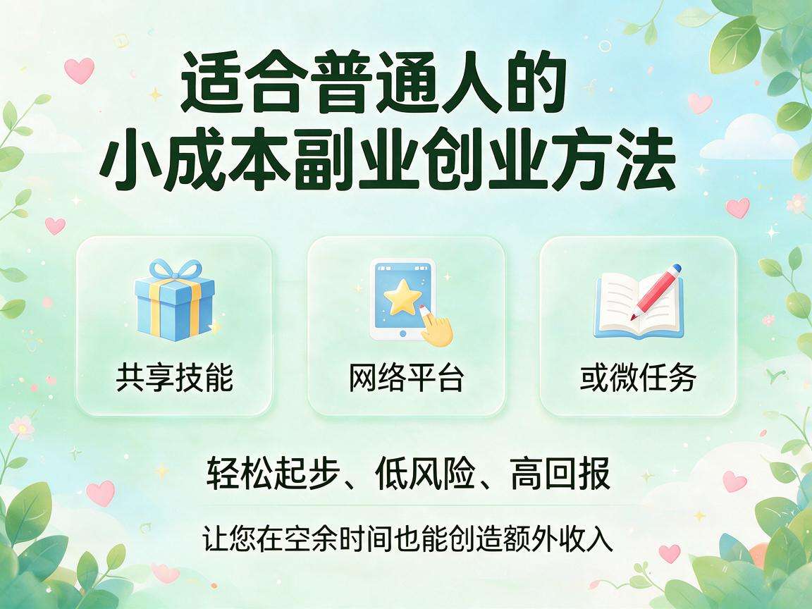 普通人低门槛起步的小成本副业创业方法有哪些?