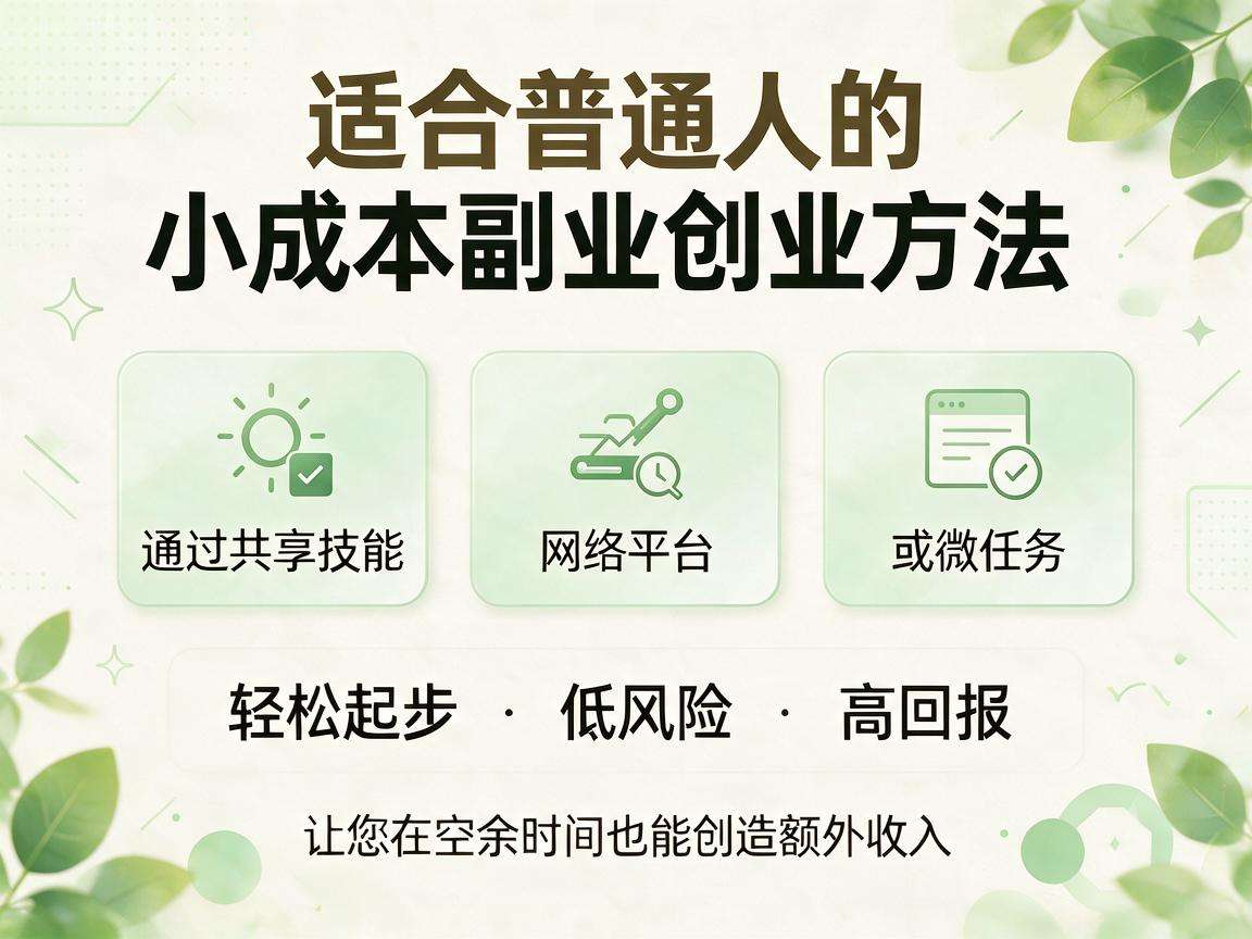 普通人低门槛起步的小成本副业创业方法有哪些?