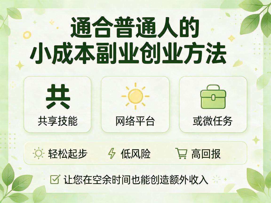 普通人低门槛起步的小成本副业创业方法有哪些?